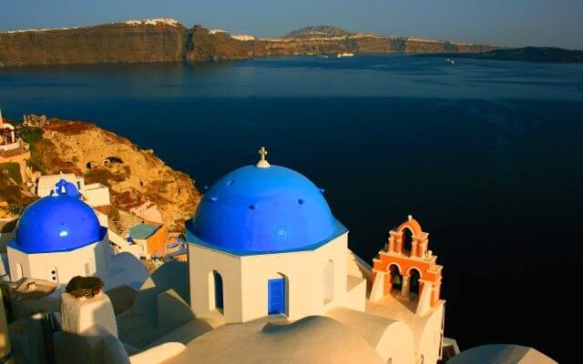 Blue Domed Churches in Santorini