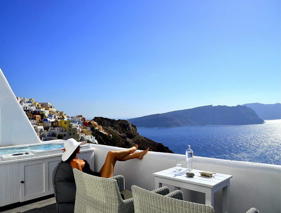 Santorini balcony view